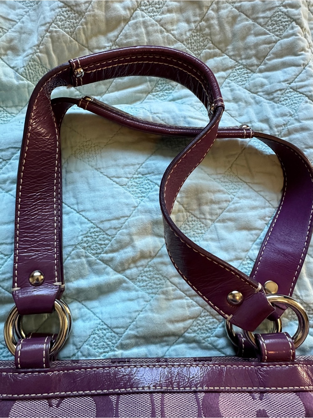 Coach Penelope Signature Monogram Tote Bag in Plum - Picture 6 of 9